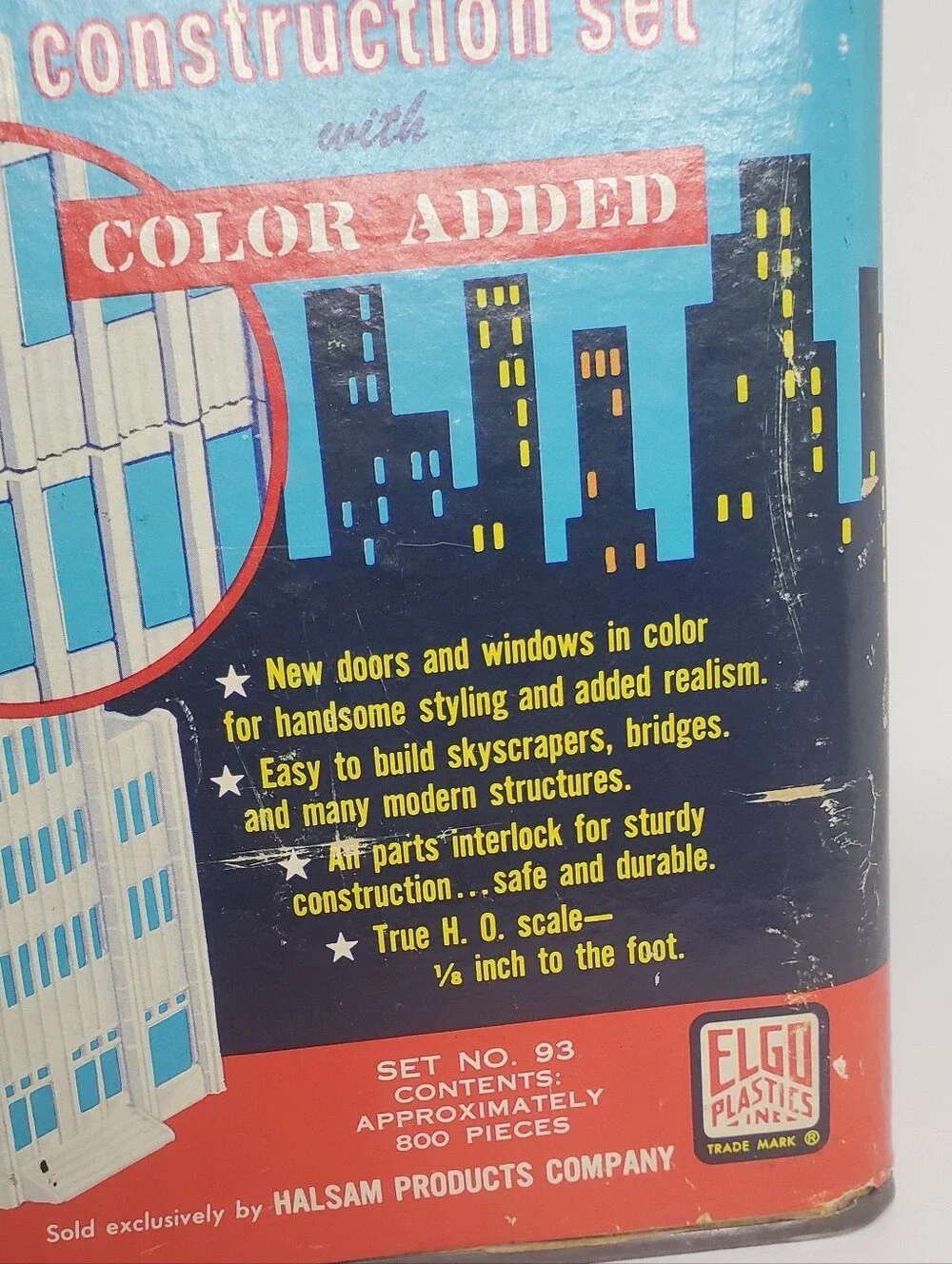 MCM 1950's Halsam Construction Set Skyscraper/Bridges, In Original Box with Lid